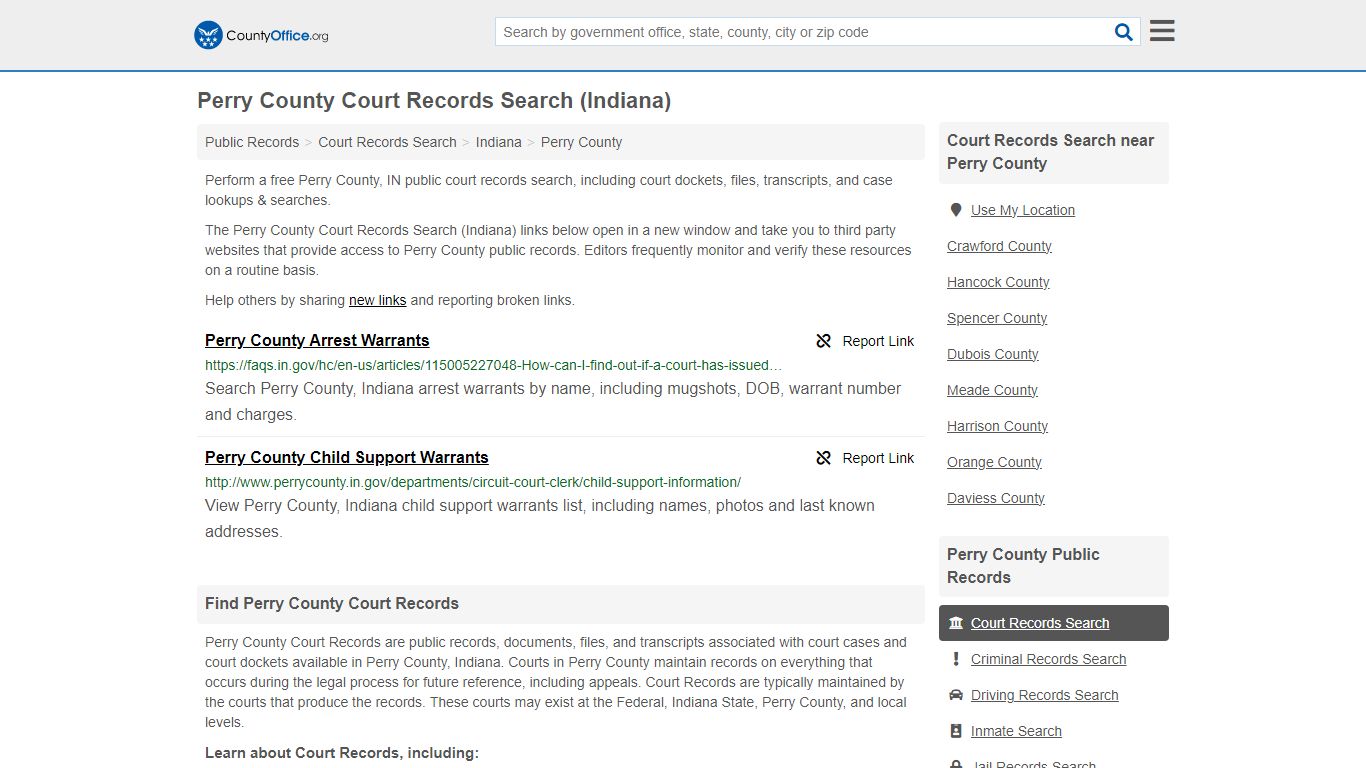 Perry County Court Records Search (Indiana) - County Office